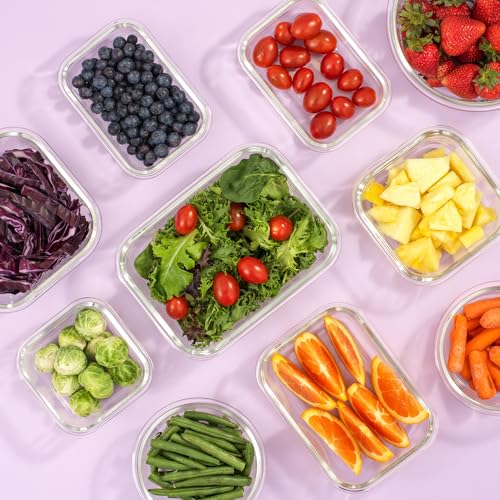24pc Borosilicate Glass Storage Containers with Lids (Color Black)
