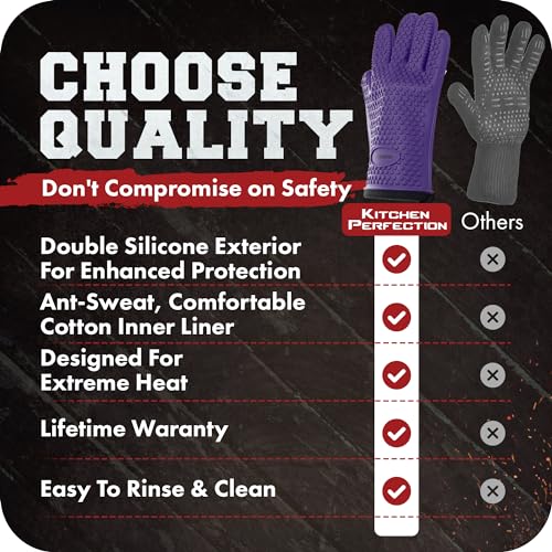 XL Silicone Smoker BBQ Gloves (Purple / X-Large)