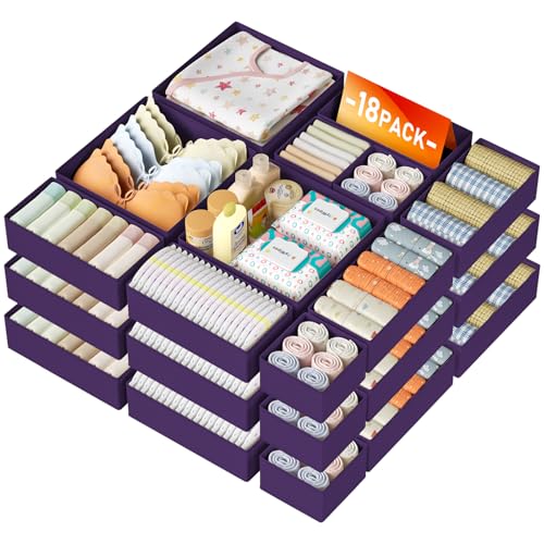 Drawer Organizer Clothes 18 Pack (Purple / 18 Pack)