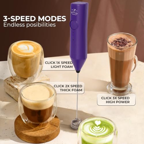 Rechargeable Milk Frother Handheld (ZK Dynamic Tornado Purple / Rechargeable Z1 Motor Max)