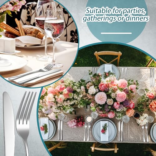 100 Pieces Stainless Steel forks and knives Dinner Flatware Set Tableware Cutlery for Butter Kitchen Restaurant (9.06 Inches, 8.07 Inches / Silver)
