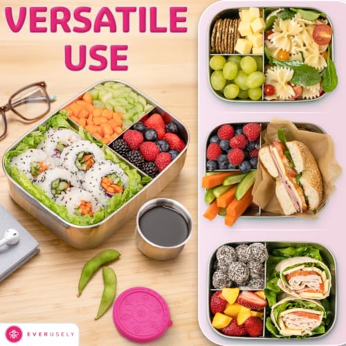 Stainless Steel Bento Box + Condiment Container (Dragonfruit / 47oz / 1400ml)