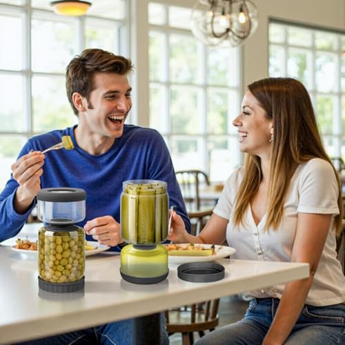 Glass Pickle Jar with Strainer Flip (46oz Smoky Grey Pickle jar)