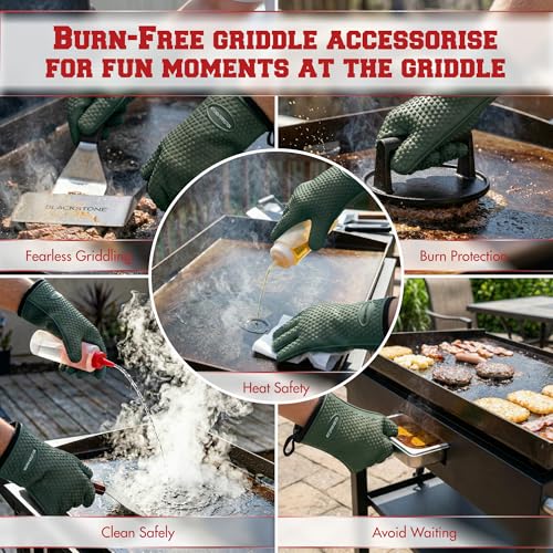 Silicone Griddle Grill Gloves Heat Resistant Oven Mitts (Ranger Green / One Size)