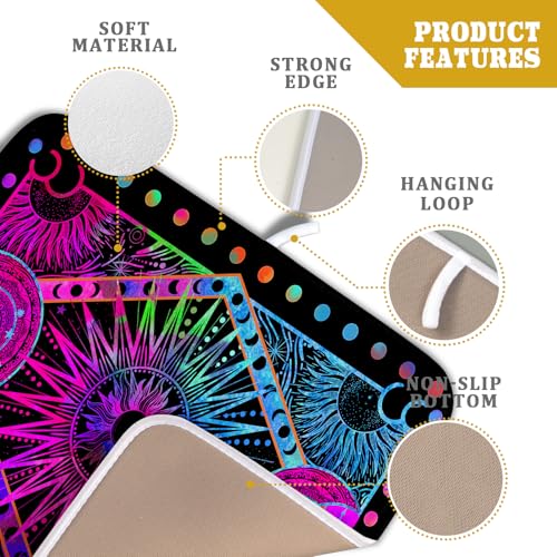 Purple Absorbent Dish Drying Mat Sun and Moon Microfiber Drying Pad for Kitchen Counter Decor Small (Colorful Moon / 18" x 16")