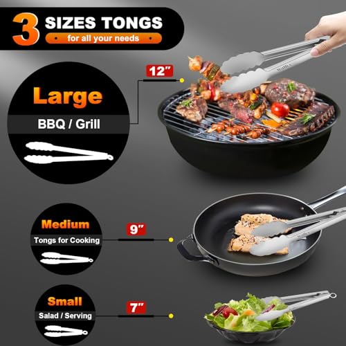 tongs for cooking (12in+12in / All Metal)