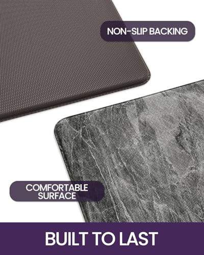 Kitchen Floor Mats Cushioned Anti Fatigue (Grey Marble / 107"L x 23"W x 0.4"Th)