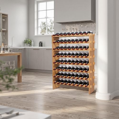 72 Bottle Stackable Modular Wine Rack (Natural Wood Color / Pinot noir model 72 bottle)