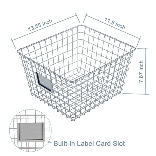 Extra Large】 Wire Handmade Basket 4 Packs (Extra-Large Silver)