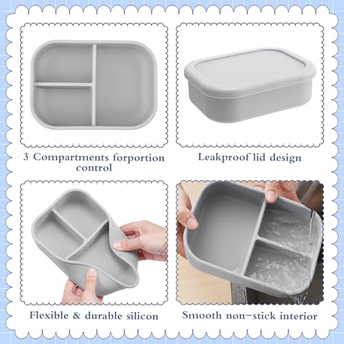 4 Pcs Silicone Bento Box (Gray Colors)