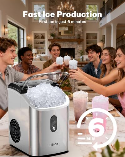 Nugget Ice Maker Countertop (Stainless Steel-Upgrade / 36lbs)