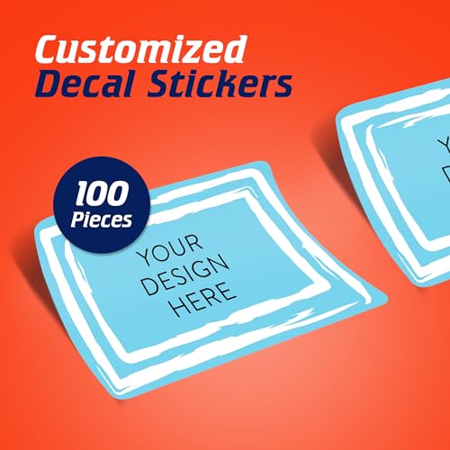 100 Custom Vinyl Stickers (Blue Swirls / 5x3)