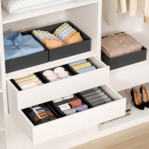 Drawer Organizer Clothes Storage (Black / 20 Pack)
