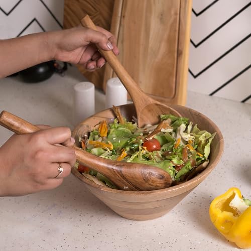 The Fine Living Co. Acacia Salad Servers (Natural)