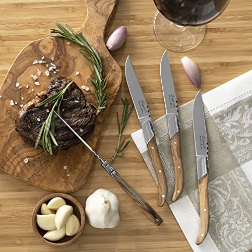 Laguiole Connoisseur Set of 4 Olive Wood Steak Knives (Olive Wood)