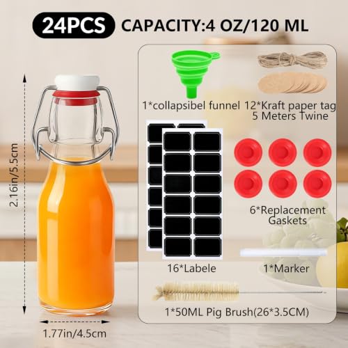 24pack 4oz Swing Top Glass Bottles with Airtight Lids for Vanilla (4 oz 24 pack)