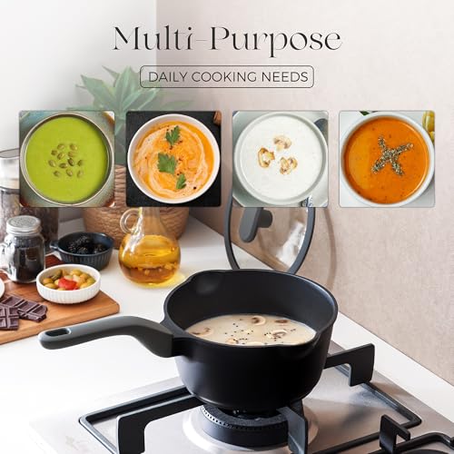 Ceramic Nonstick Saucepan with Lid (1.3 Quarts / Coconut White)