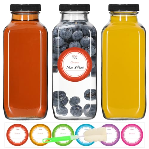 16oz Glass Juice Bottles 3 (16oz-3pcs)