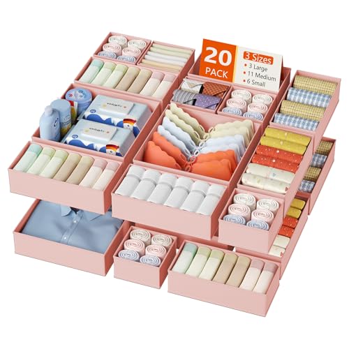Drawer Organizer Clothes (Pink / 24 Pack)