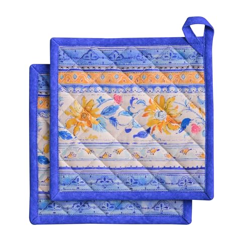 Pot Holders 100% Cotton Potholders (007 - Girassol / 8" x 8" (Pot Holder Pack of 2))