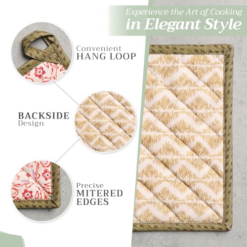 Pot Holders 100% Cotton Potholders (036 - Damask / 8" x 8" (Pot Holder Pack of 1))