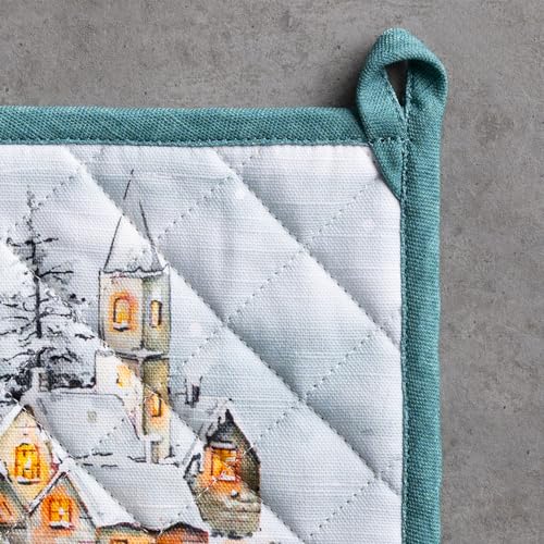 Pot Holders 100% Cotton Potholders (126 - Neige De Noel / 8" x 8" (Pot Holder Pack of 2))