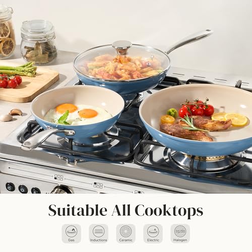 Nonstick Cookware Sets (Blue)