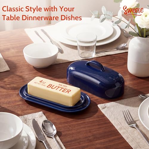 Ceramic Butter Dish with Lid (Navy)
