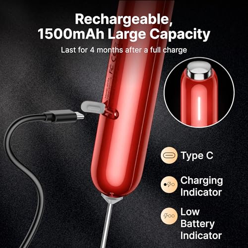InstaWhisk Milk Frother with Variable Speed (Red / Rechargeable)