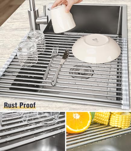 Roll Up Dish Drying Rack Over Sink