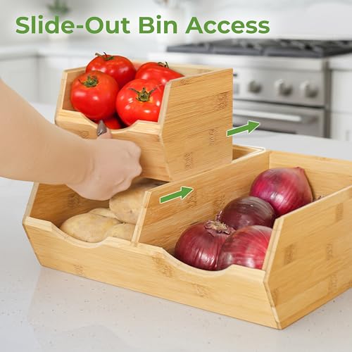 Bamboo Pantry Storage Bins (3 Count)