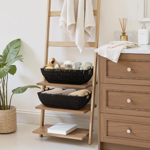 Large Wicker Storage Basket (Black / Large)