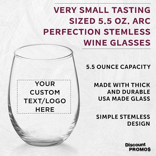 Custom Stemless Wine Glasses by ARC 5.5 oz Set of 12 (100 Count)