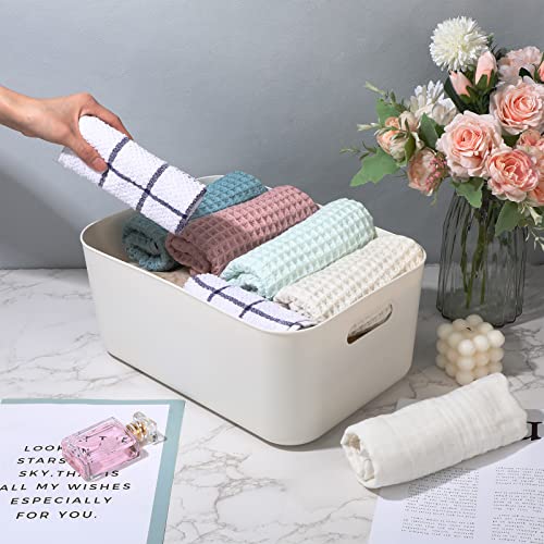 White Plastic Storage Bins (White / 14 x 10.5 x 6.4 Inch)