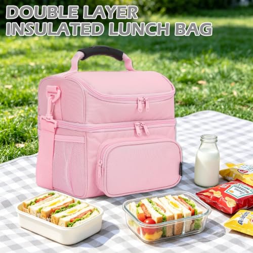 Double Layer Cooler Insulated Lunch Bag Adult Lunch Box Large Tote Bag for Men