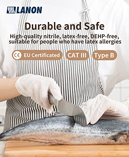 LANON Food Safe White Disposable Nitrile Gloves (X-Large (Pack of 100))