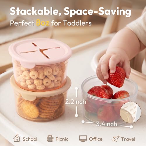 Silicone Snack Containers for Kids & Toddlers (6Pack-Clay/Lunar Grey/Ether/Blush/Croissant/Mint)