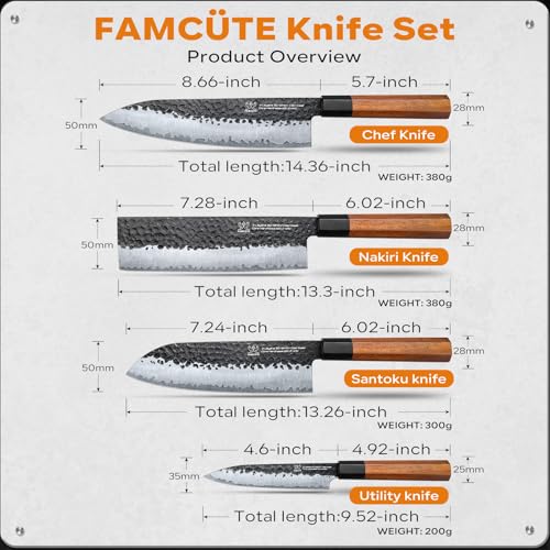 Japanese Knife Set with Block (Japanese Knife Set of 4)