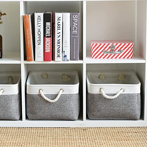 Organization and Storage Basket for Organizing (White&Grey / Large - 15.7Lx11.8Wx8.3H)