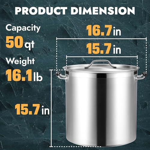 50 Quart Heavy Duty Stock Pot with Lid (50 Quarts)