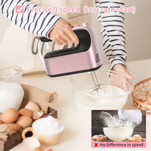 9 Speed Digital Hand Mixer Electric (Rose Gold)