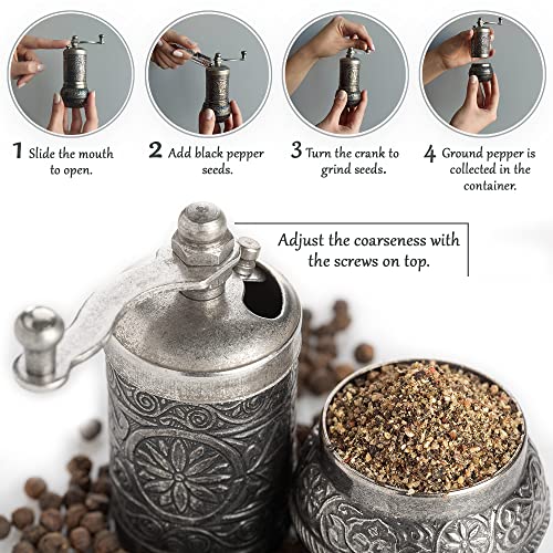 Decorative Black Pepper Grinder (Dark Silver)