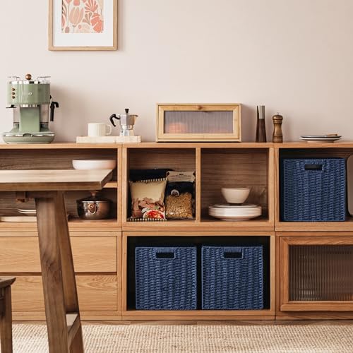 3 Pack Wicker Basket (Cube-3pack 11"×11"×10.5" / Navy Blue)
