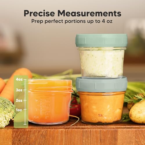6pk 4oz Glass Baby Food Containers with Lids (6-pk 4 Ounce / Sage)