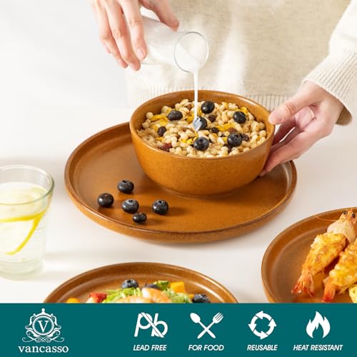 Plates and Bowls Sets (Caramel Yellow / 18 Pcs (Service for 6))