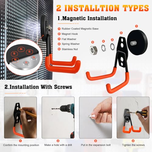 Heavy Duty Magnetic Garage Hook (Middle/4 PCS Magnetic Hooks)