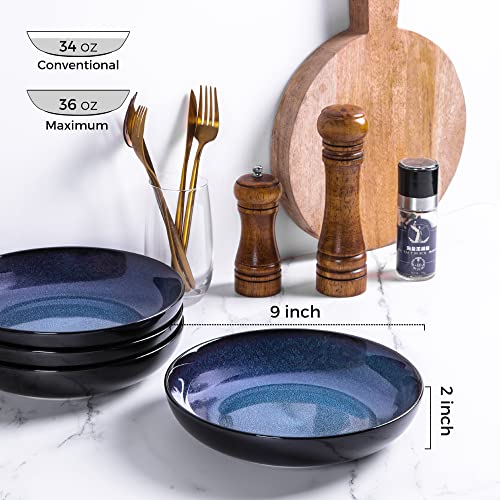 9.0" Ceramic Pasta Bowls Set of 6 (Set of 6 / Blue)