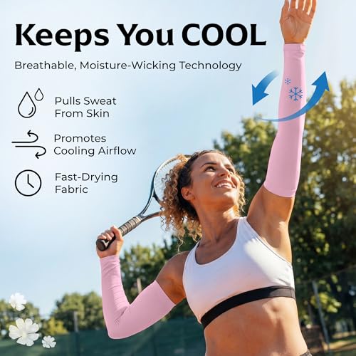 Women’s Cooling Arm Sleeves (1 Pair: Pink / One Size)