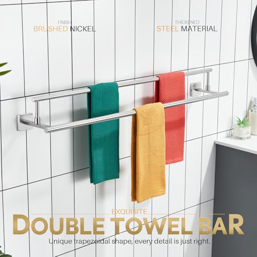 Bath Towel Holders Brushed Nickel Bathroom Rack 36 Inch Double Towel Bars Overlength Kitchen Rails Stainless Steel B5009BR (Brushed Nickel / 36-Inch)