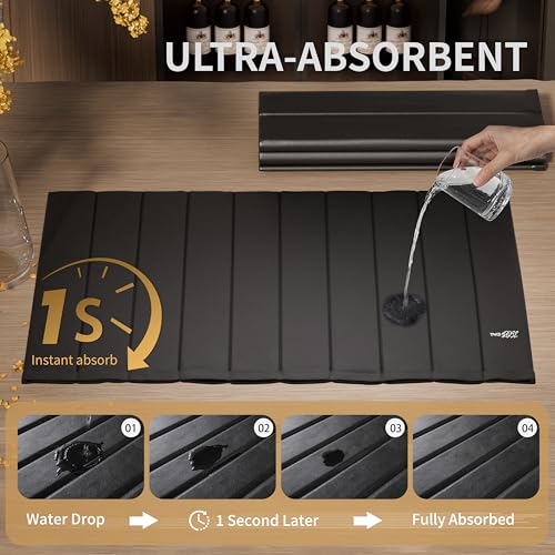 Stone Drying Mat for Kitchen Counter (PU-Black)